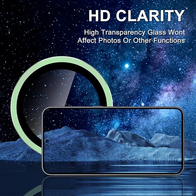 for Samsung Galaxy S25 Plus Camera Lens Protector, Individual Metal Ring Tempered Glass Lens Cover, [Strong Adsorption] Scratch Resistant Ultra-Thin HD Clear Lens Cover, 1 Set-Light Green - Image 4