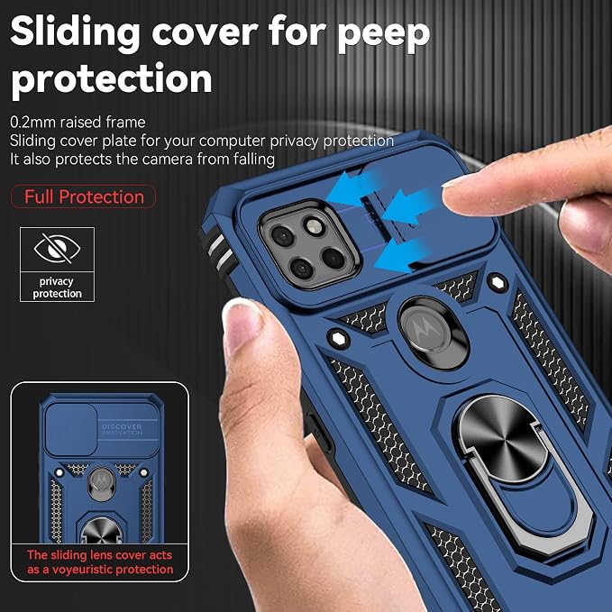 for Moto One 5G Ace Case Moto G 5G(2020) Case,with Nano Explosion-Proof Film[2 Pack], Military Grade Shockproof with Kickstand Protective Case for Motorola Moto One 5G Ace,Blue - Image 5