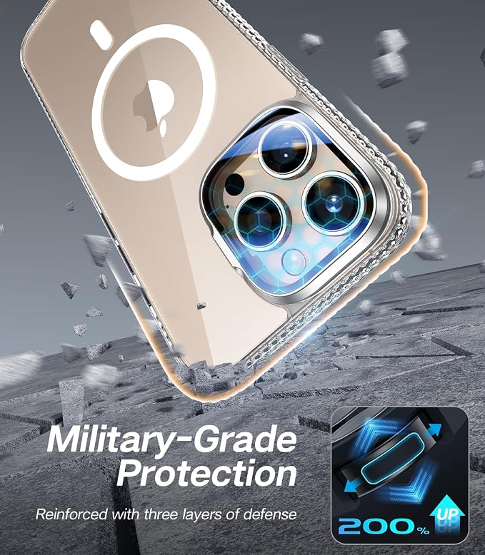 VOFATA [Upgraded] for iPhone 16 Pro Max Case with Camera Cover Stand [Fit for MagSafe][9H Camera Lens Protector] Mil-Grade Protection Transparent Magnetic iPhone 16 Pro Max Phone Case, Clear - Image 6