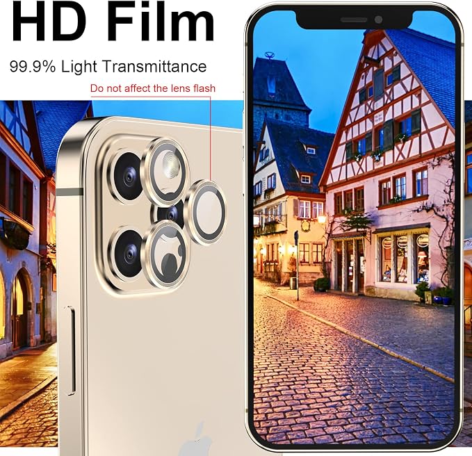 YWXTW [1 SET Camera Lens Protector Compatible with iPhone 12 Pro Max 6.7 inch, [Installation Tray] Aluminum Alloy Tempered Glass Camera Circle Cover - Image 6