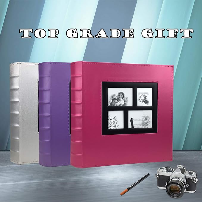 RECUTMS Photo Album 4x6 600 Photos Large Capacity Leather Family Album Pink | Black Pages, Horizontal and Vertical Pockets, Wedding PhotoBook with Front Window, Anniversary Baby Memory Book, Travel Gifts - Image 7