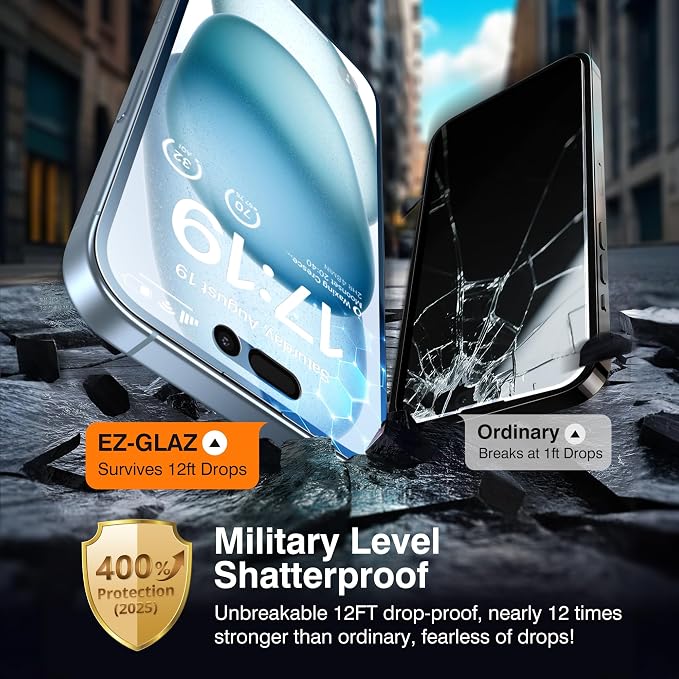 EZ-GLAZ-4+2 Pack for iPhone 15 Privacy Screen Protector (6.1") | 2-Pack Lens Protectors, Alignment Kit, Easy Installation, 9H+ Tempered Glass, Scratch Resistant, 28° Privacy Protection - Image 4