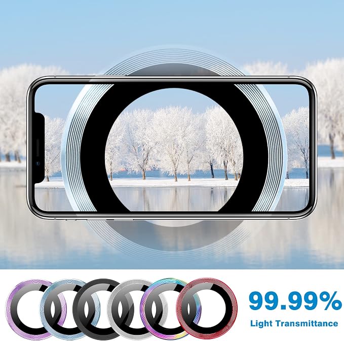 Compatible with iPhone 15 and 15 Plus Camera Lens Protector, Anti-Scratch Lens Cover 9H Tempered Glass Metal Camera Screen Protector Shockproof Camera Ring for iPhone 15 and 15 Plus - 2 Pcs - Image 3