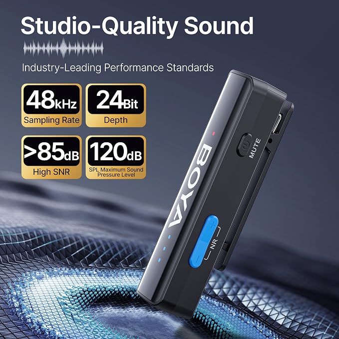 BOYA BOYALINK 2 Wireless Lavalier Microphone for iPhone/Camera/Android/PC | 3-in-1 RX, Mini Lapel Mic, 48kHz 24bit, 1000ft, 30h Use, 2 Level Noise reduction, Clip on Mic with USB-C/Lightning/3.5mm Plug - Image 2