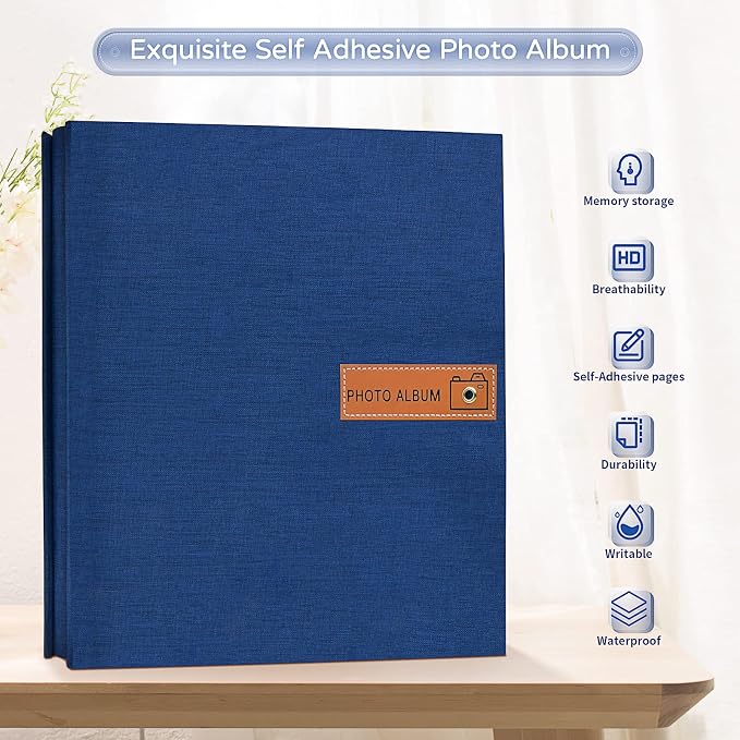 Popotop Large Photo Album Self Adhesive 4x6 5x7 8x10 Scrapbook Album DIY Picture Book,Gifts for Mom,Family Baby and Wedding,with Metal Pen and Plastic Board - Image 2