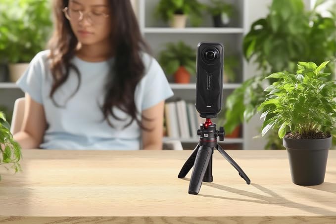 Black Mini Tripod Phone Stand with 1/4" Screw for iPhone/Insta 360 X5/ DJI/OSMO/Pocket 3 /Sony/Canon/Nikon/Cameras, Extendable Handheld Vlogging Video Filming Table Stand - Image 7