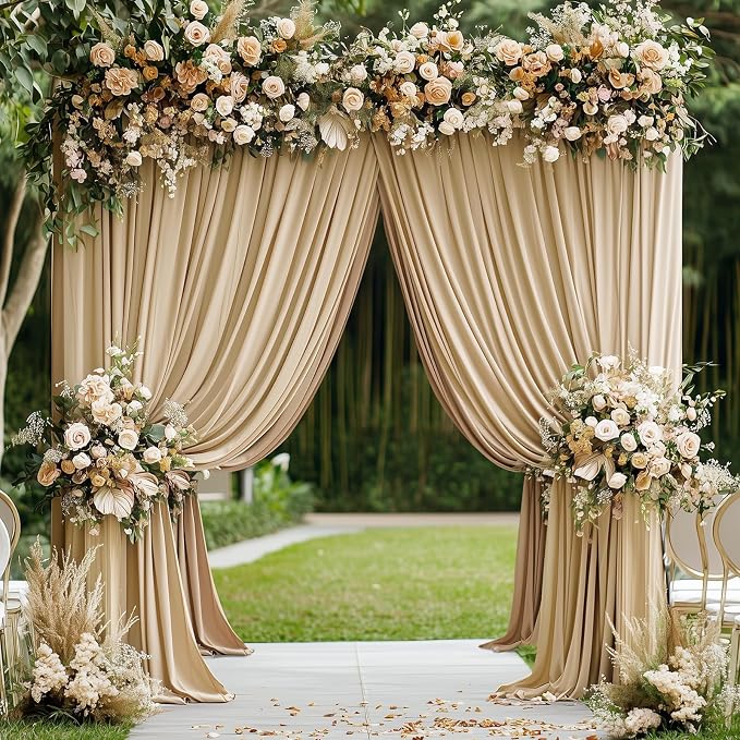 30ft x 10ft Wrinkle Free Champagne Backdrop Curtains for Parties, 6 Panels 5x10ft Thick Polyester Photo Backdrop Drapes for Wedding Birthday Party Photography Background Stand - Image 6
