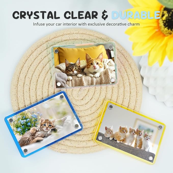 2 Pack Car Picture Holder, Magnetic Sun Visor Photo Clip, Car Picture Frame | 2.36 x 3.54 Dazzling Acrylic Photo Holder, Keeps Photos Secure on your Sun Visor, Personalized Car Interior Display - Image 6