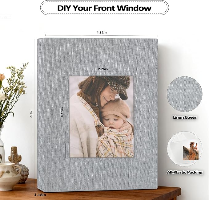 Popotop 2 Pack Photo Album 4x6 Pictures, Small Linen Slip-in Photo Albums Book for 80 Photos with 40 Pockets, Birthday Gifts for Women Mom Family Baby - Image 3
