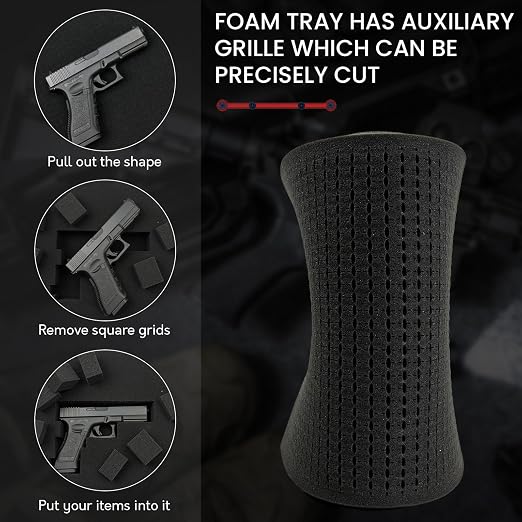 4 Pack Gun Case Foam Inserts - Precut Black Foam Padding 16 x 12 x 2 Inch | High-Density Customizable Padding for Gun Parts, Toolboxes, Camera Bags & Precision Equipment Protection - Image 6