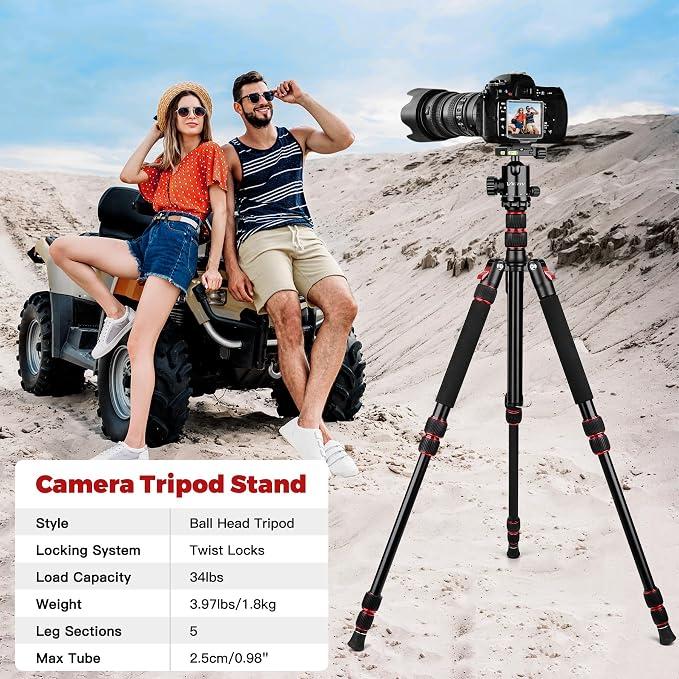 Victiv Camera Tripod, 80" Ball Head Tripod with Carry Bag & Phone Holder | Professional Aluminum Heavy Duty Tripod Stand, 2-in-1 Camera Tripods & Monopods for DSLR Binoculars Spotting Scope Telescope - Image 8