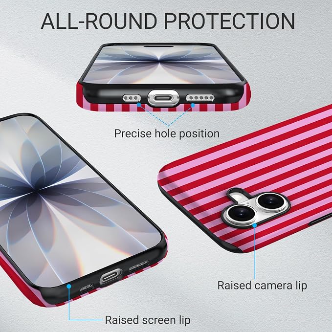 TPU Phone Case for iPhone 16, MagSafe Wireless Charging Compatible, Shockproof Slim Fit Protective Cover with Anti-Yellowing & Raised Camera Protection (Stripes 4, iPhone 16) - Image 5