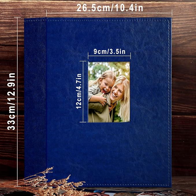 Ywlake Photo Album 4x6 400 Pockets, Leather Photo Albums Holds 400 Vertical Pictures Only Blue - Image 5