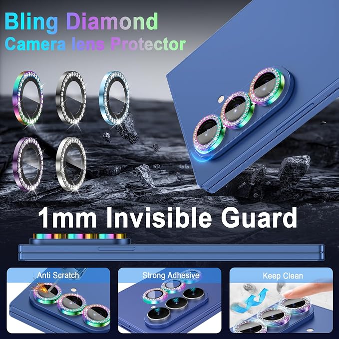 Meshine for Samsung Galaxy Z Fold 8 Ultra Camera Lens Protector,Scratch Proof,Strong Adsorption,9H Hardness with Metal Ring Camera Cover,Case Friendly,Accessories Lens Protector,Shiny Colorful - Image 5