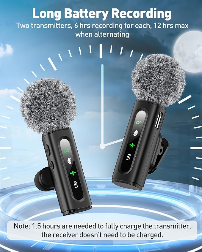 GoorDik Wireless Lavalier Microphone for iPhone, Android, USB C, PC, Camera Video Recording 4 in 1 Clip-on Mics with Rotatable Clip&Denoise Recording, for Vlog Tiktok YouTube Podcast Content Creator - Image 6