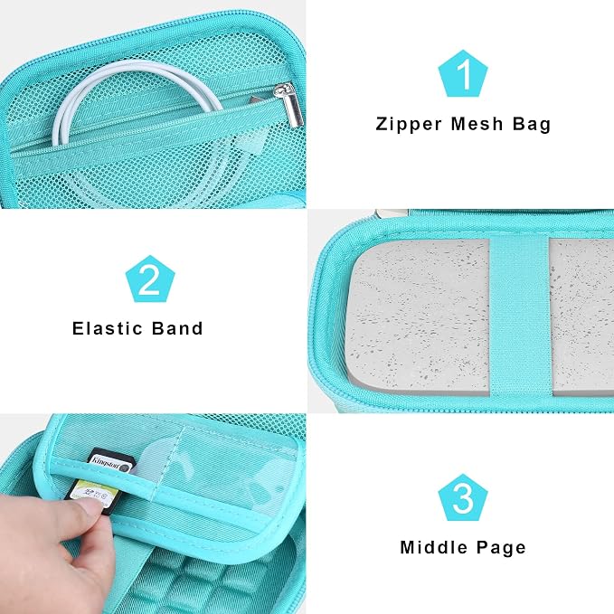 Canboc Hard Case for HP Sprocket Portable 2x3 Inch Instant Photo Printer | Zipper Mesh Pocket fits Photo Paper and Cable, Green - Image 5