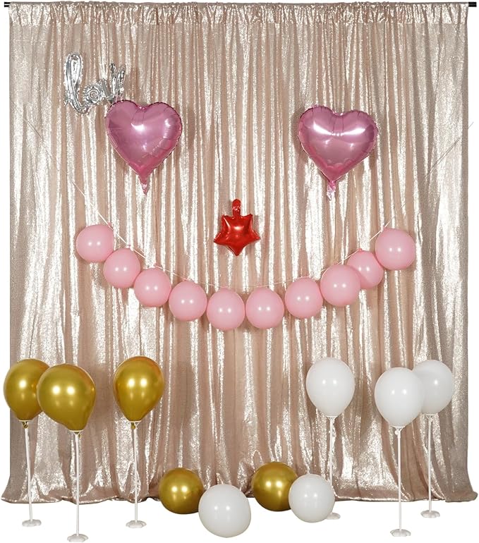 Poise3EHome 8FT x 10FT Sequin Photography Backdrop Curtain for Party Decoration, Champagne - Image 5