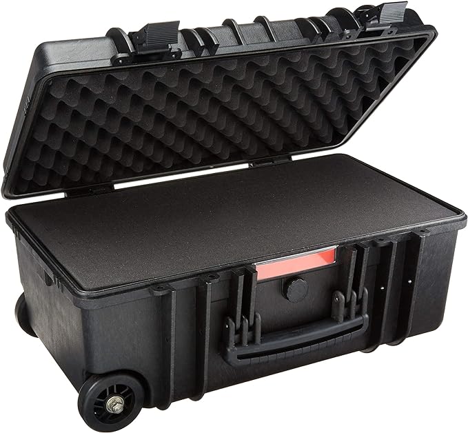 Amazon Basics Hard Protective Camera Case with Wheels, Large, Black, 22"L x 14"W x 9.8"H - Image 2