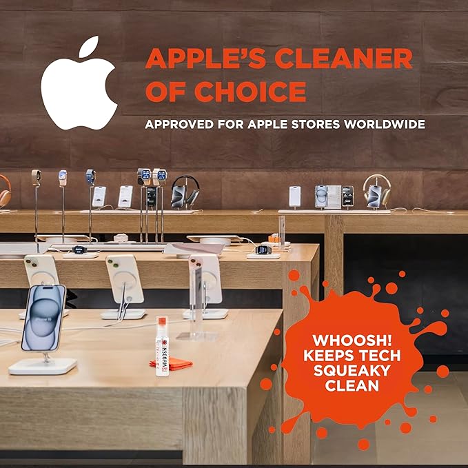 WHOOSH! Screen Shine Go – Refillable Screen Cleaner Kit, 1 fl oz | Includes 6x6" Microfiber Cloth, TSA Approved for Travel, For MacBook, Phone, iPad & Eyeglasses, Streak Free Finish - Image 5