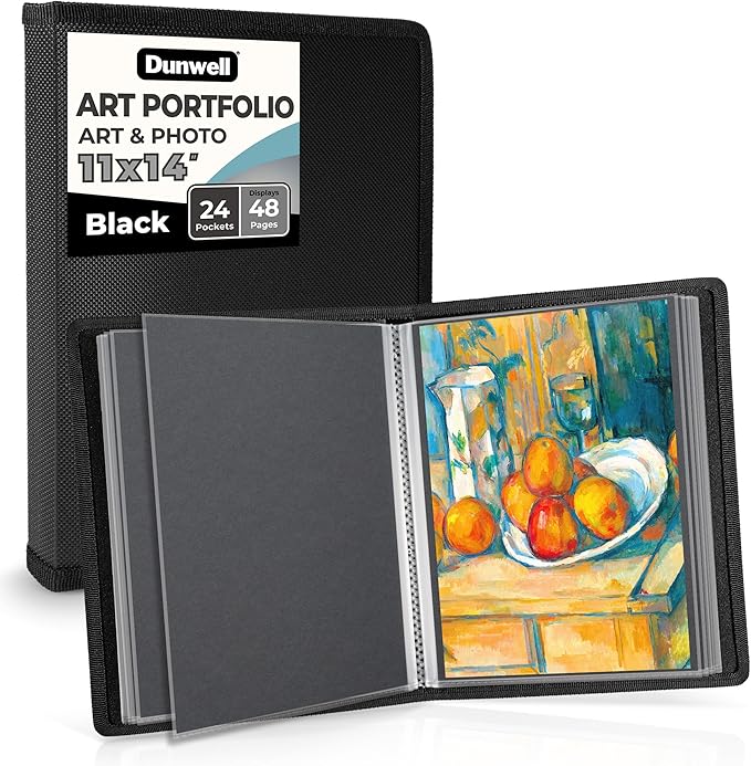Dunwell 11x14 Art Portfolio Binder, 24-Sleeve, Artwork Storage | 24 Clear Sleeves, Displays 48 Pages, Artwork Storage, Acid-Free Poly Protection, Presentation Portfolio Binder by Dunwell