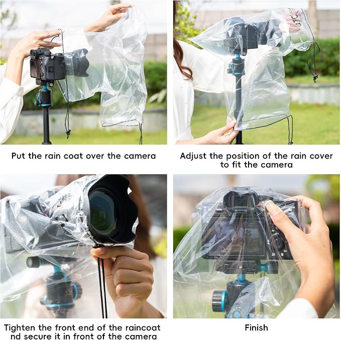 2Pack Camera Rain Cover Clear Waterproof Sleeve for Camera w Lens up to 11" | PE Material,See-Through,Raincoat for A7RVI A7R V A7 IV A7S III II A6700 A6600 Z8 Z5 Z50 Z30 Z7 Z6 II D7500 D3500 EOS R6V - Image 6