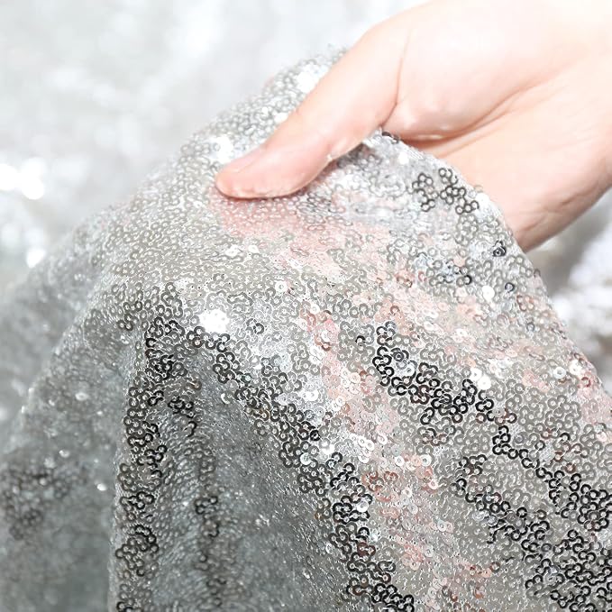 Poise3EHome 6FT x 6FT Sequin Photography Backdrop Curtain for Party Decoration, Silver - Image 5