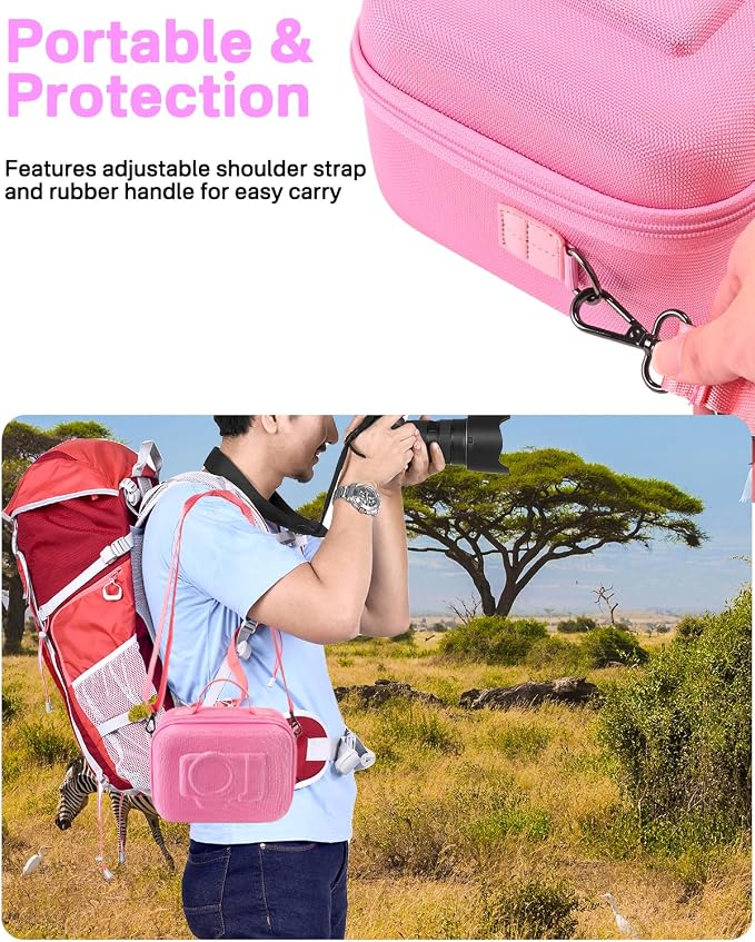 RAIACE Hard Case Compatible with Sony Alpha 7 II III IV/7R V Camera, for Nikon, for Canon, for Pentax and More. Mesh Pocket for Charger, Cables, Cards and Accessories. (case only) - Pink - Image 5