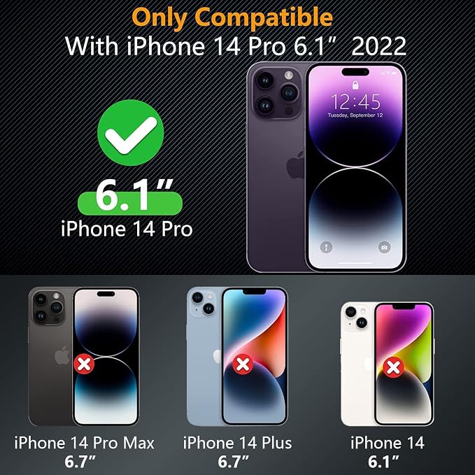 Fotbor for [3+3 Pack] iPhone 14 Pro Screen Protector with Camera Lens Protector, 9H Shatterproof Tempered Glass Film with Easy Installation Frame, HD Clear Sensitive Full Coverage 6.1 Inch - Image 2