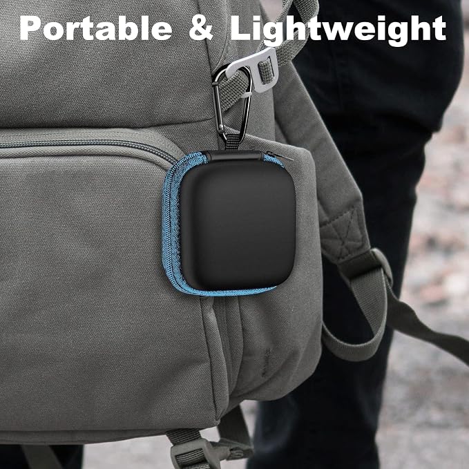 Square Earbud Case Portable EVA Carrying Case Storage Bag Cell Phone Accessories Organizer with Carabiner for Earphone, Earbud, Earpieces, SD Memory Card, Camera Chips, Tech Pouch, Blue1 - Image 8