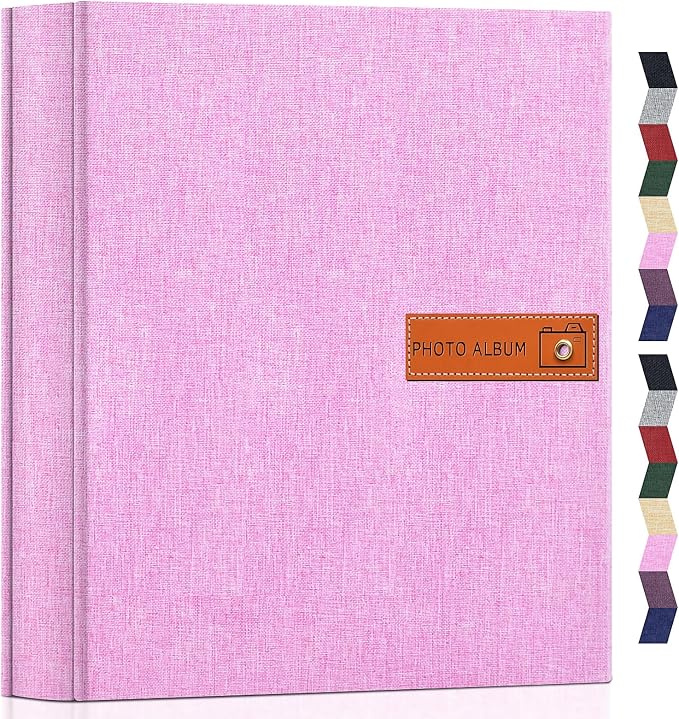 Popotop 4x6 Photo Album 1000 Pictures, Linen Hardcover, Reinforced Spine | Extra-Large 1000-Photo Capacity, Acid-Free PP Slip-In Pockets, 5 Photos per Page, Black Inner Pages, No Memo Space by Popotop