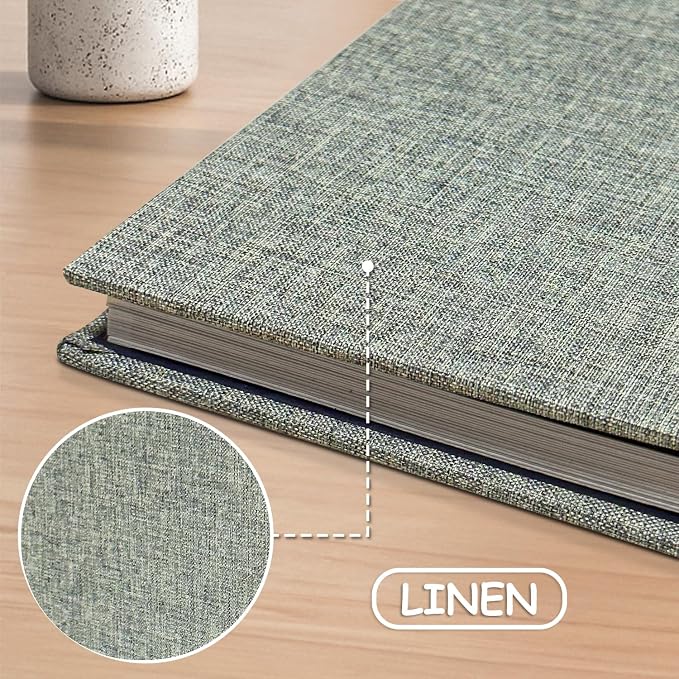 Large Photo Album Self Adhesive Scrapbook Album for 4×6 5×7 8×10 Pictures DIY Magnetic Linen Cover Album 40 Pages for Family Wedding Gifts with Metal Pen and Plastic Board, Light Green - Image 5