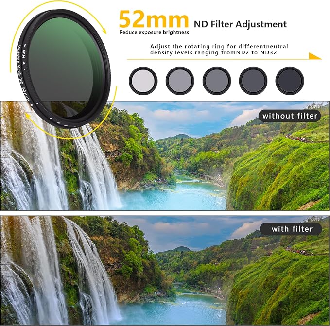 52MM Clip-on Variable ND2-32(1-5 Stops) Phone Lens Filter Kit, Ultra Slim Multi-Coated Adjustable Neutral Density Filter, Compatible for iPhone 16 15 14 13, Google Pixel and Other Smart Phones - Image 4