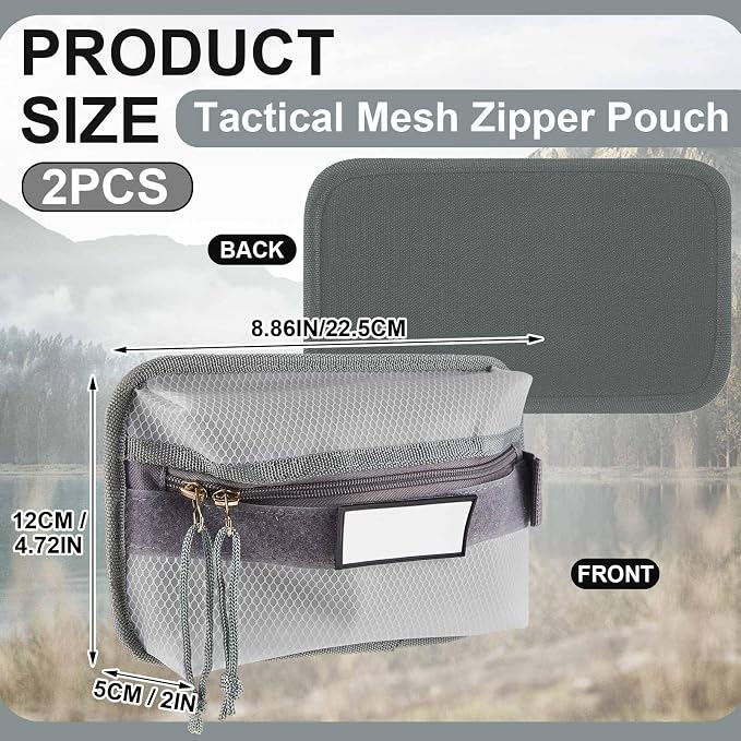 Aliceset 2 Pcs Tactical Pouch Admin Pouch Tactical Bag Insert Panel Organizer with Writable Patches, Molle Panel Accessories Utility Storage Pocket Accessories (Gray,Classic Style) - Image 2