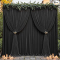 24ftx10ft Wrinkle Free Black Backdrop Curtain - 10 Feet Photography Backdrop Drapes, Silky Polyester Back Drop Cloth for Wedding Baby Shower Balloon Arch Background by Unknown