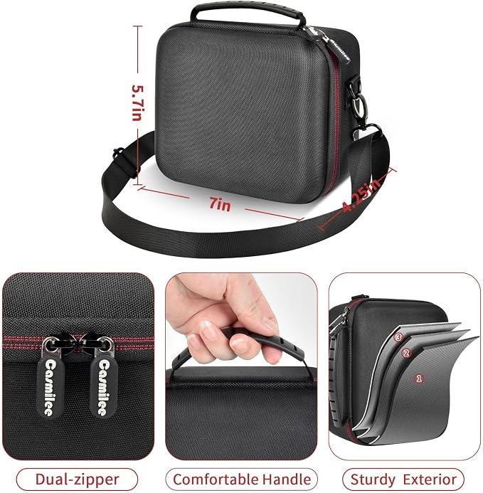 casmilee Camera Case for Sony Alpha ZV-E10 Alpha a6400/ a6700/ a6100/ a6000/ a6600/ a6500 Mirrorless Digital Camera, Hard Travel Bag with a Shoulder Strap for Lens & Accessories (Black, Medium) - Image 6