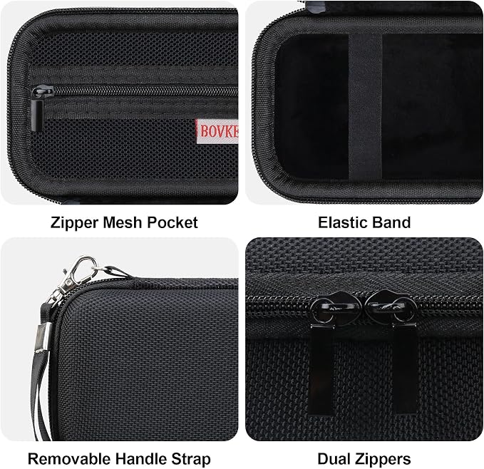 BOVKE Hard Case + Silicone Cover for Canon PowerShot SX740 HS Camera, Black | SX740 SX730 Digital Camera Shockproof EVA Storage Bag & Soft Silicone Protective Case with Removable Lens Cover, Wrist Strap - Image 5
