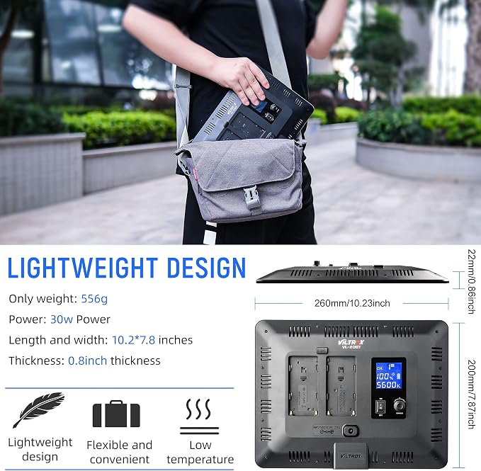 VILTROX VL-200T Bi-Color Dimmable LED Video Light with Remote Wireless Control,Ultra Thin 3300-5600K CRI95+ Studio Photography Panel for Photography TikTok YouTube Twitch Live Streaming Zoom Meeting - Image 5