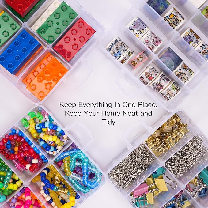 Bead Organizer 7 Tier 70 grid Stackable Craft Tackle Storage Container | Stackable 7-Tier Design, 70 Compartments, for Beads Washi Tape Toys Crafts and Sewing Supplies - Image 5