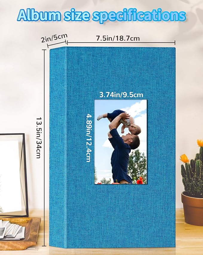 Artfeel Photo Album 4x6 with 300 Pockets,Slip-in Picture Albums,Linen Cover Memory Book with Front Window,White Page Vertical Photo Book for Wedding,Family,Anniversare,Baby,Vacation - Image 3