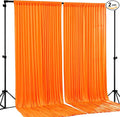 Orange Backdrop Curtain 2 Panels-Wrinkle-Free Champagne Curtains Polyester Photography Drapes for Baby Shower Birthday Party Photo Background Backdrop Stand- 8 X10FT (Orange) by WishCare