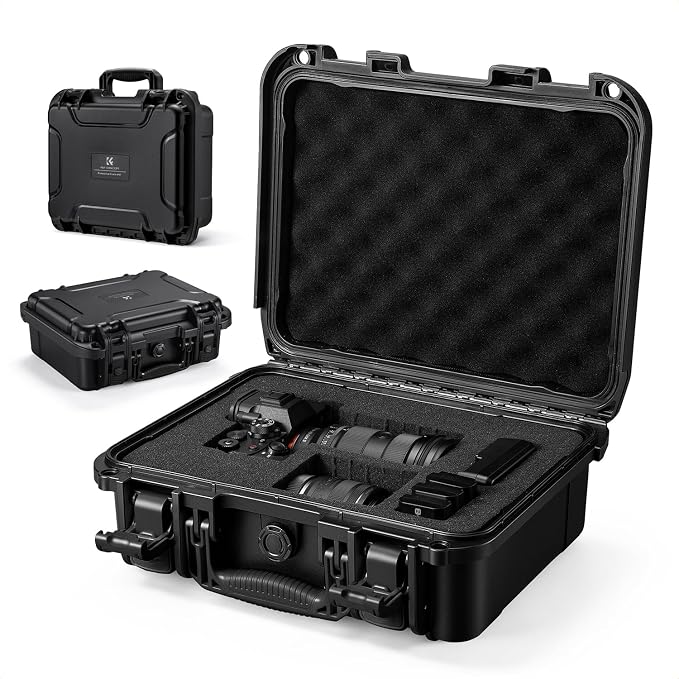 K&F CONCEPT Waterproof Hard Case, IP67 Protective Case with Pre-Scored Foam | Pick & Pluck Foam, Waterproof, Dustproof, Shockproof, HardShell Case for Camera & DJI Drone & Equipment Storage, BC01 by KFCONCEPT
