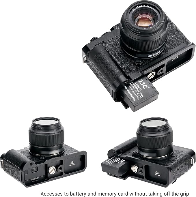 JJC MHG-XE4 Metal Hand Grip L-Bracket for Fuji X-E4 Camera(Not for X-E5) | Anti-Slip Pads, Arca Swiss Quick Release Plate, Extra 1/4"-20 Tripod Hole & Hand Strap Hole - Image 5
