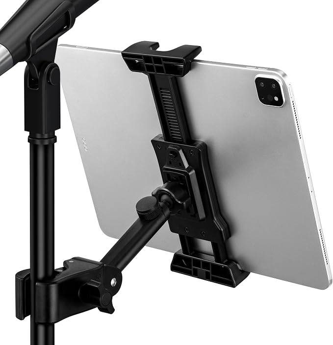 LZSIG Tablet Holder for Mic Stand, Adjustable iPad iPhone Mount for Music Stand - Compatible with Kindle/Android/Smartphones, Fits 4.7 to 13.5-inch Devices | Adjustable 360° Swivel Phone Stand for Tripod, Clamp Attachment Mount Fits 4.7-13.5" Screens, ... - Image 8