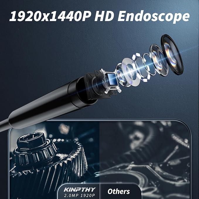 Endoscope Camera with Light, 1920P HD Borescope Tools with 8 Adjustable LED Lights, Endoscope with Semi-Rigid Snake Camera, Inspection Borescope for iOS - 16.3ft Single Line Single Lens（Not Android） - Image 7