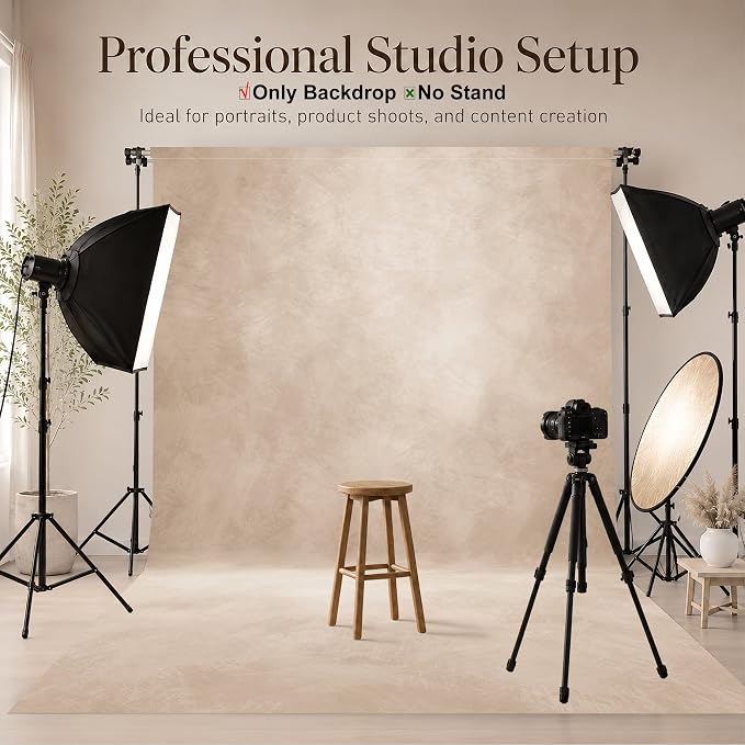 Abstract Photography Backdrop for Photoshoot, 8x10ft,Light Beige,No Stand | Professional,Polyester Fabric,Roller Pocket on Top,Vintage Portrait Photo Props Booth Background,Photoshoot Studio - Image 2