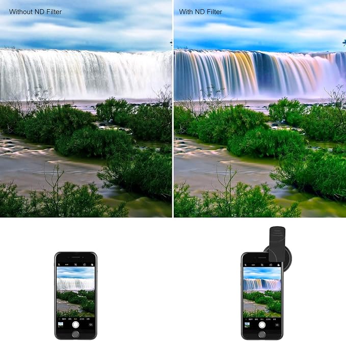 NEEWER 37mm Clip On ND2-ND400 Phone Lens ND Filter Kit: Variable Neutral Density Filter with Phone Clip Compatible with iPhone 15 14 13 Samsung S24 S23 S22 Ultra Android Smartphones iPad - Image 6