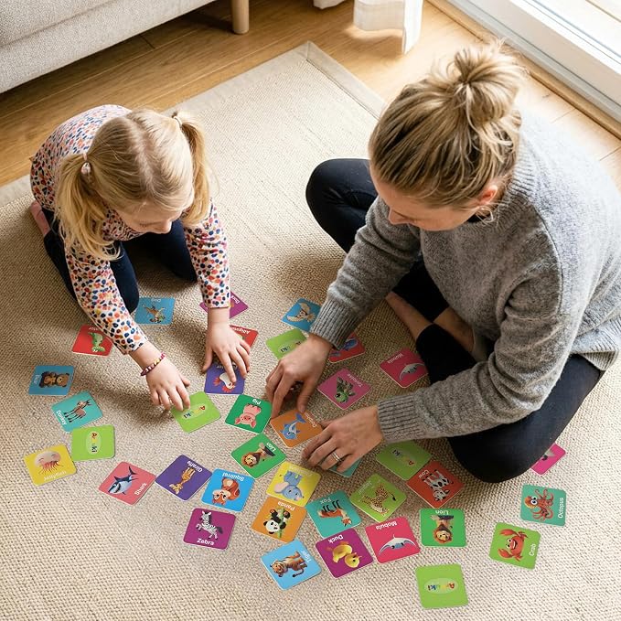 72 PCS Memory Matching Game with Dice | Animal Memory Board Game | Vegetable Link Print---comes with Storage Case, Memory Cards Concentration Game for Ages 3 and Up - Image 7