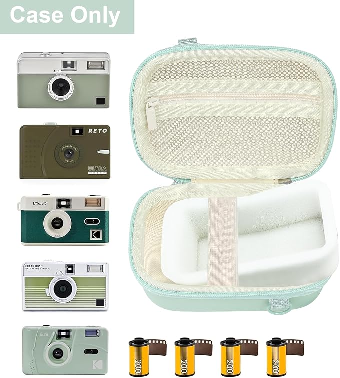 Leayjeen Hard EVA Case for KODAK EKTAR H35 H35N Film Camera - Green | Compatible with KODAK Ultra F9/M35/M38/RETO/Paper Shoot 35mm Camera, EVA Hard Shell, Fits Film Rolls (Case Only) - Image 3