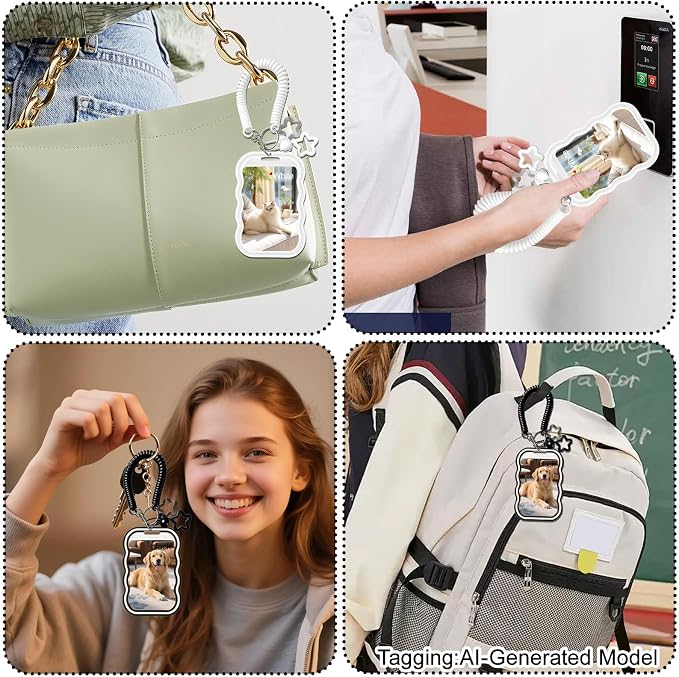 2 Pack Cute Photocard Holder Keychain,Kpop Photo Card Holder | Creative Photo Protector Keychain Accessories for Bus Card, Daily Display & Travel Decorations Gifts - Image 7