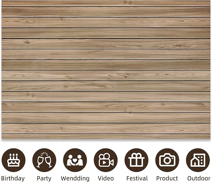 7 X 5 Ft Wood Backdrop Rustic Wooden Wall Photo Background | Brown Vintage Polyester Fabric Photo Background for Holiday Party Wedding Graduation Home Decoration Photo Booth Prop Banner - Image 7